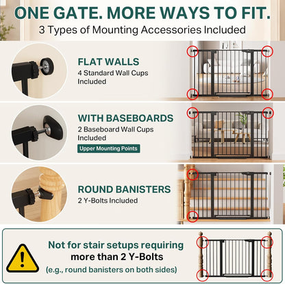 29.7-51.5 in Extra Wide Baby Gate for Stairs, Dog Gate Indoor Black