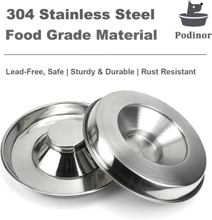 Stainless Steel Puppy Feeding Bowls - 2 Pack, 11.8 Inch Food and Water Dishes for Pets